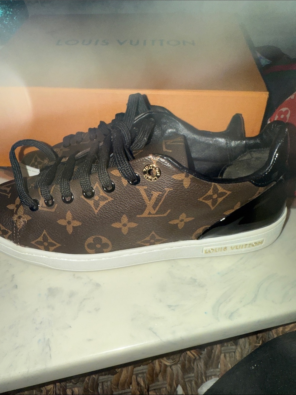 Louis Vuitton Brown Monogram Low-Top Sneakers with Black Laces - Picture 2 of 7